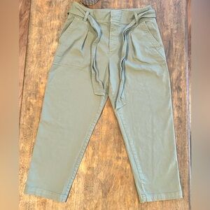 LOFT Women’s Green Belted Straight-Leg Pants Size 10